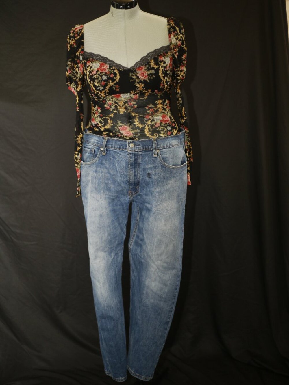 NWT Kimchi Blue Floral Sheer Mesh Sweetheart Top – Juliet Puff Sleeve Lace Trim